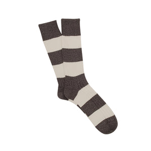 Corgi Rugby Stripe Wool & Cotton Socks - Charcoal
