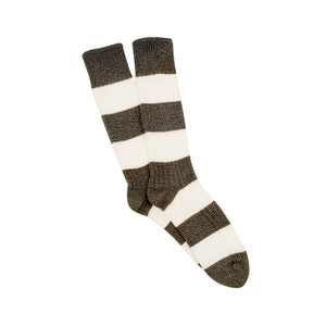 Corgi Rugby Stripe Wool & Cotton Socks - Seaweed