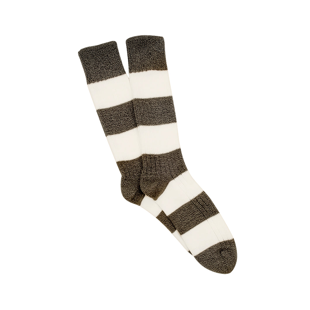 Corgi Rugby Stripe Wool & Cotton Socks - Seaweed