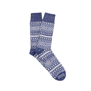 Corgi Men's Fairisle Wool/Cotton Socks - Blue