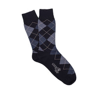 Corgi Argyle Merino Wool Socks - Navy