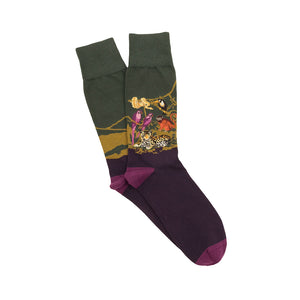 Corgi Jungle Scene Cotton Socks - Purple