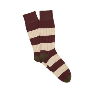 Corgi Rugby Stripe Cotton Socks - Port/Green