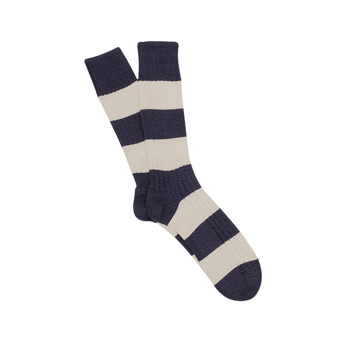 Corgi Rugby Stripe Pure Cotton Socks - Midnight