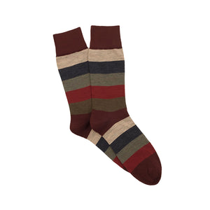 Corgi Wide Stripe Merino Wool Socks - Port/Green